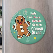 Retro Gingerbread Ugly Xmas Sweater Contest 2e Magneet