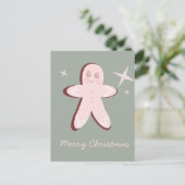 Retro Gingerbrood Cookies Groovy Kerstmis Briefkaart (Staand voorkant)