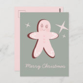 Retro Gingerbrood Cookies Groovy Kerstmis Briefkaart (Voorkant / Achterkant)