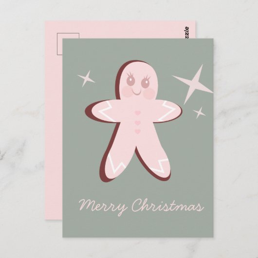 Retro Gingerbrood Cookies Groovy Kerstmis Briefkaart (Voorkant / Achterkant)