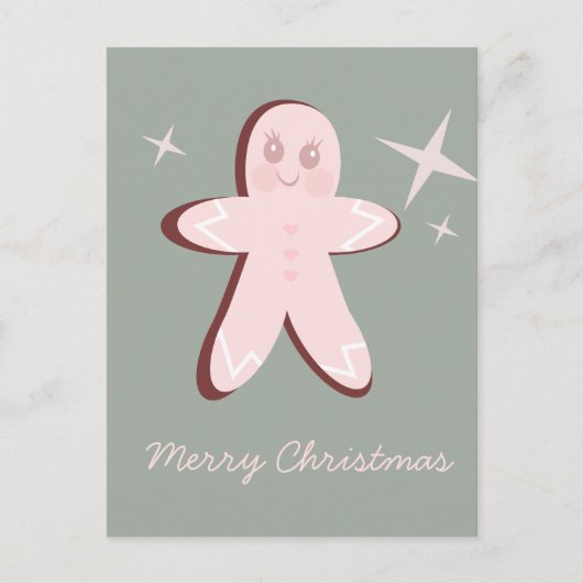Retro Gingerbrood Cookies Groovy Kerstmis Briefkaart (Voorkant)