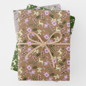 Retro Gingerbrood Deer Candycane behandelt Kerstmi Inpakpapier Vel (In situ)