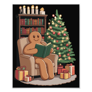 Retro-gingerbrood-leesboeken-Kerstmis-leraar Foto Afdruk