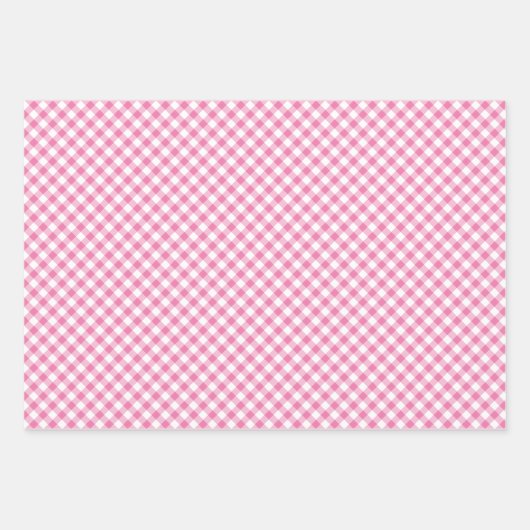 Retro Gingham 3 Pink Inpakpapier Vel (Voorkant 3)