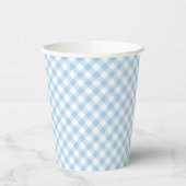 Retro Gingham Baby Blue Papieren Bekers (Links)