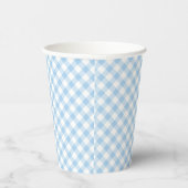 Retro Gingham Baby Blue Papieren Bekers (Rechts)