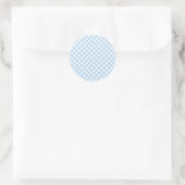 Retro Gingham Baby Blue Ronde Sticker (Tas)