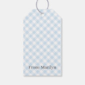 Retro Gingham Babyblauw Cadeaulabel (Achterkant)