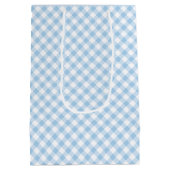 Retro Gingham Babyblauw Medium Cadeauzakje (Achterkant)
