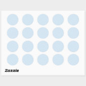 Retro Gingham Babyblauw Ronde Sticker (Vel)