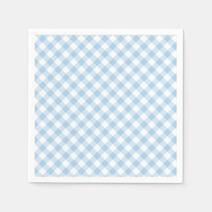 Retro Gingham Babyblauw Servet