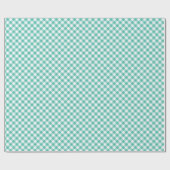 Retro Gingham Blauwgroen Cadeaupapier (Vlak)