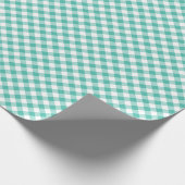Retro Gingham Blauwgroen Cadeaupapier (Hoek)