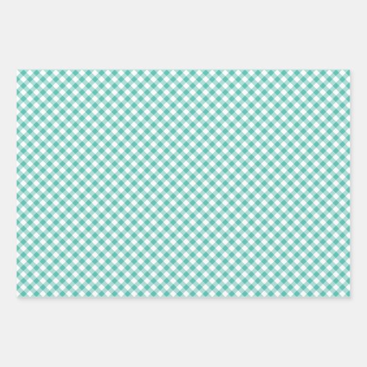 Retro Gingham Bluegrass Green Inpakpapier Vel (Voorkant)