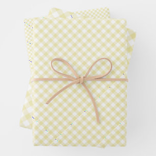 Retro Gingham Boter Geel Inpakpapier Vel