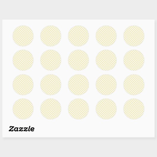 Retro Gingham Boter Geel Ronde Sticker (Vel)