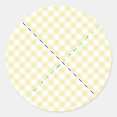 Retro Gingham Boter Geel Ronde Sticker (Voorkant)