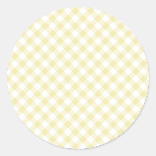 Retro Gingham Boter Geel Ronde Sticker (Voorkant)