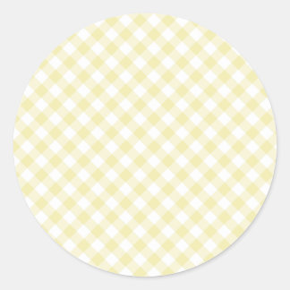Retro Gingham Boter Geel Ronde Sticker