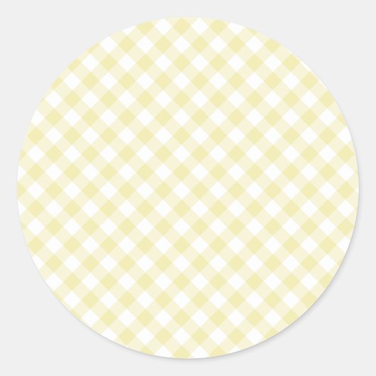 Retro Gingham Boter Geel Ronde Sticker (Voorkant)