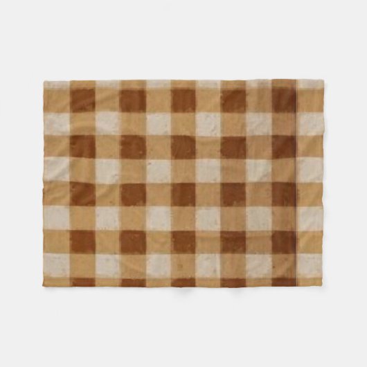Retro Gingham Brown Fleece Deken (Voorkant (Horizontaal))