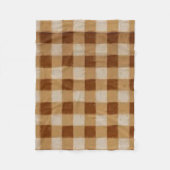 Retro Gingham Brown Fleece Deken (Voorkant)