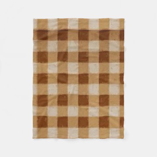 Retro Gingham Brown Fleece Deken (Voorkant)