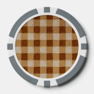 Retro Gingham Brown Poker Chips