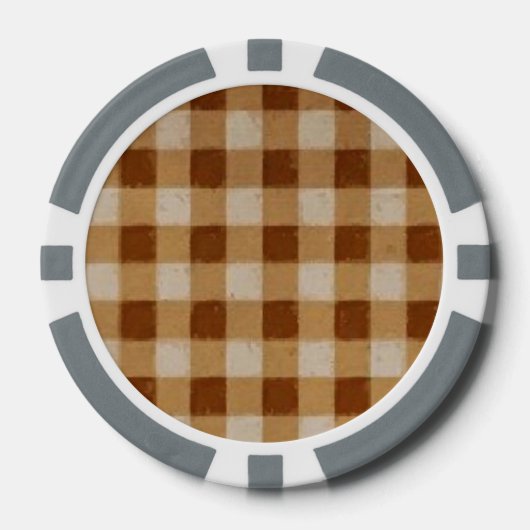 Retro Gingham Brown Poker Chips (Voorkant)