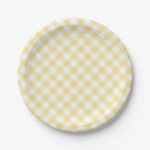 Retro Gingham Canary Yellow Papieren Bordje (Voorkant)