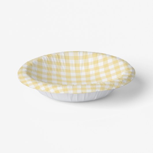Retro Gingham Canary Yellow Papieren Kommen (Gebogen)