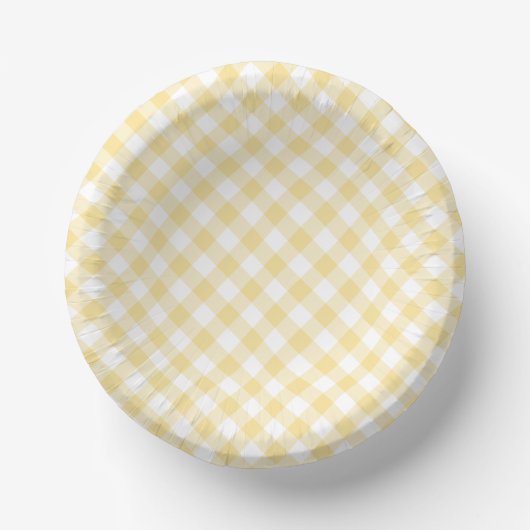 Retro Gingham Canary Yellow Papieren Kommen (Voorkant)