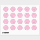 Retro Gingham Fuchsia Pink Ronde Sticker (Vel)