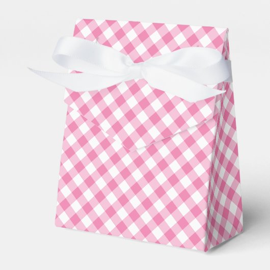 Retro Gingham Fuchsia Roze Bedankdoosjes (Voorkant Zijde)