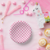 Retro Gingham Fuchsia Roze Papieren Kommen (Feest)