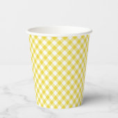 Retro Gingham Goudgeel Papieren Bekers (Achterkant)