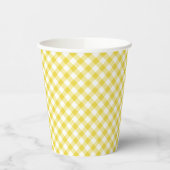 Retro Gingham Goudgeel Papieren Bekers (Links)
