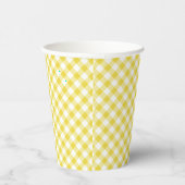 Retro Gingham Goudgeel Papieren Bekers (Rechts)