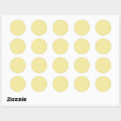 Retro Gingham Goudgeel Ronde Sticker (Vel)