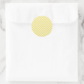 Retro Gingham Goudgeel Ronde Sticker (Tas)