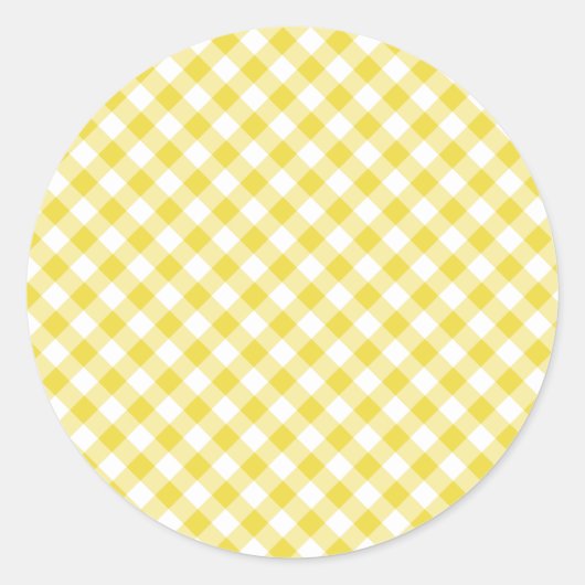 Retro Gingham Goudgeel Ronde Sticker (Voorkant)