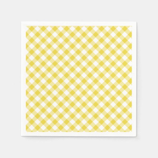 Retro Gingham Goudgeel Servet (Voorkant)