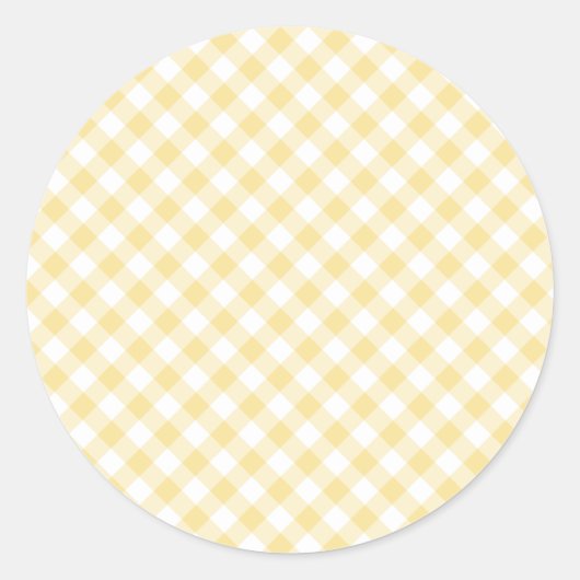 Retro Gingham Kanariegeel Ronde Sticker (Voorkant)