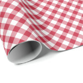 Retro Gingham Kersenrood Cadeaupapier (Rol Hoek)