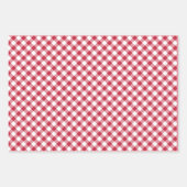 Retro Gingham Kersenrood Inpakpapier Vel (Voorkant 2)