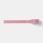 Retro Gingham Kersenrood Satijnen Lint (Voorkant)