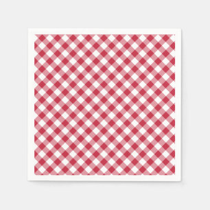 Retro Gingham Kersenrood Servet