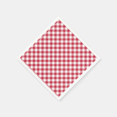 Retro Gingham Kersenrood Servet (Hoek)