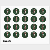 Retro Gingham Kerstman & Vrienden Kerstmis Ronde Sticker (Vel)