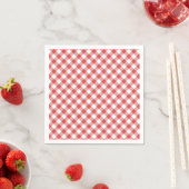 Retro Gingham Koraalrood Servet (Insitu)